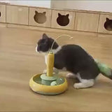 2 In 1 Pet Cat Toy With Feather For Self-play Cat Turntable Pets Supplies Cat Toy Toys Cats Items Products
